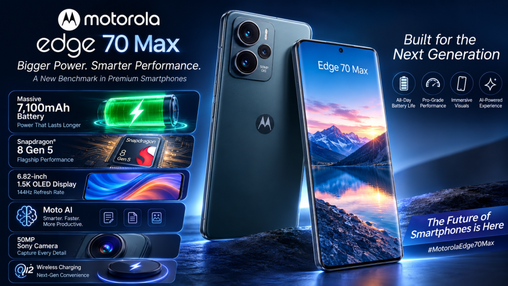 Motorola Edge 70 Max Launches with Massive 7,100mAh Battery, Flagship AI Features, and Premium Display